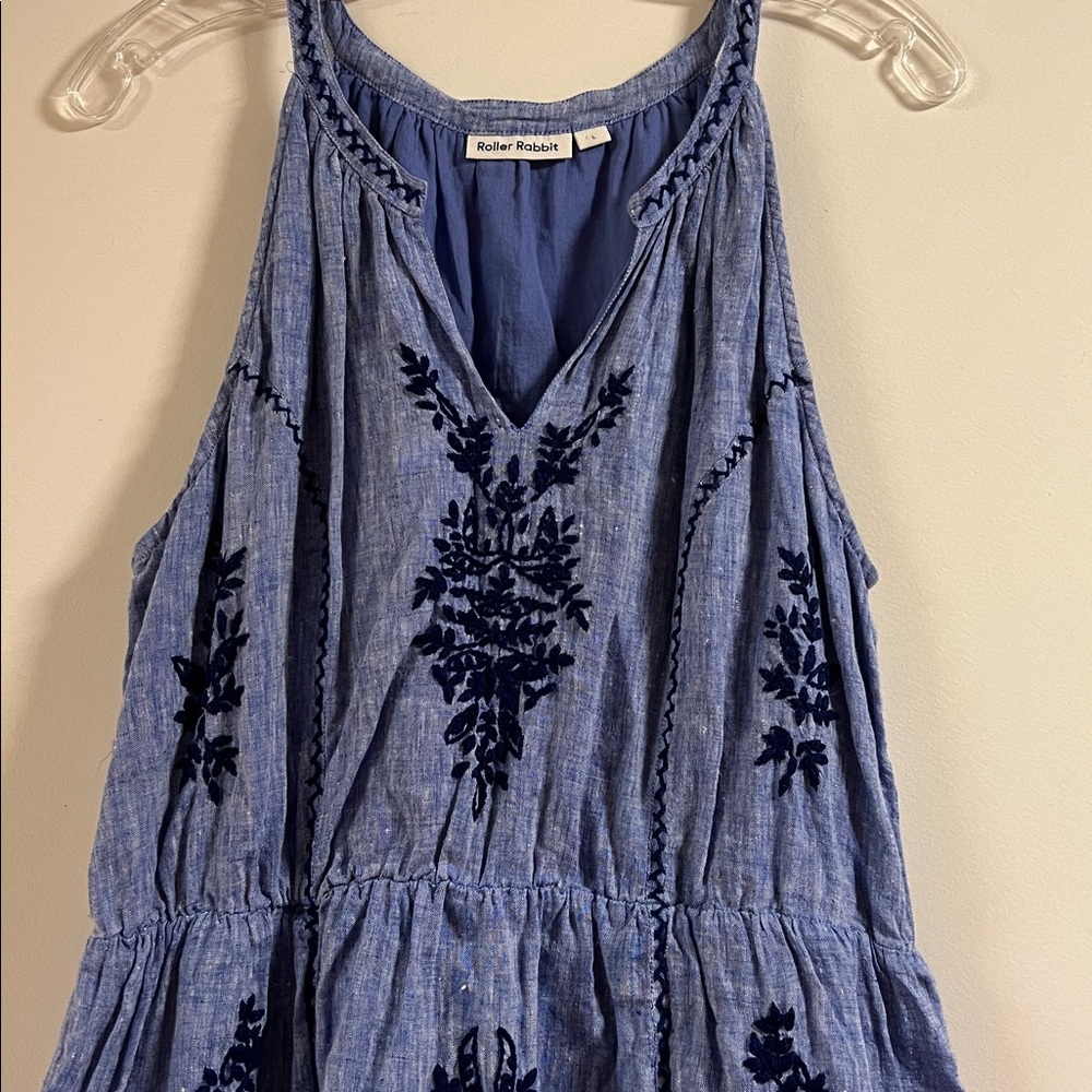 Roller Rabbit Blue Embroidered Mini Dress - Picture 2 of 5